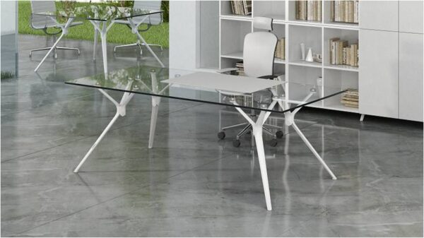 table with glass table top and ibiza table legs