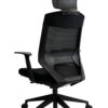 back view of mesh back chair mechanism with arms and headrest