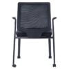 back view of mesh back chair with arms and rollies