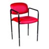 adjustable leather chair with arms and low backrest red color
