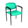 adjustable leather chair with arms and low backrest bluegreen color