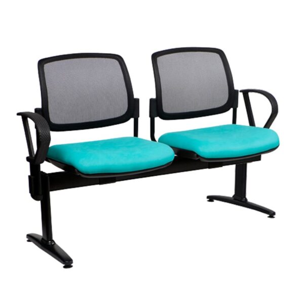 mesh back beam 2 seater with arms