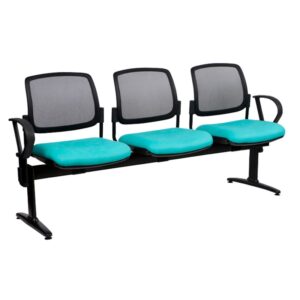 mesh back beam 3 seater with arms