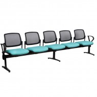 mesh back beam 5 seater with arms