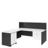 L shape desktop table with 6 drawers