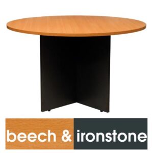 wooden round table top with black stand