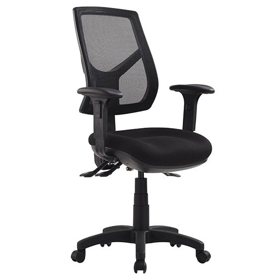 mesh back chair mechanism with arms and high backrest